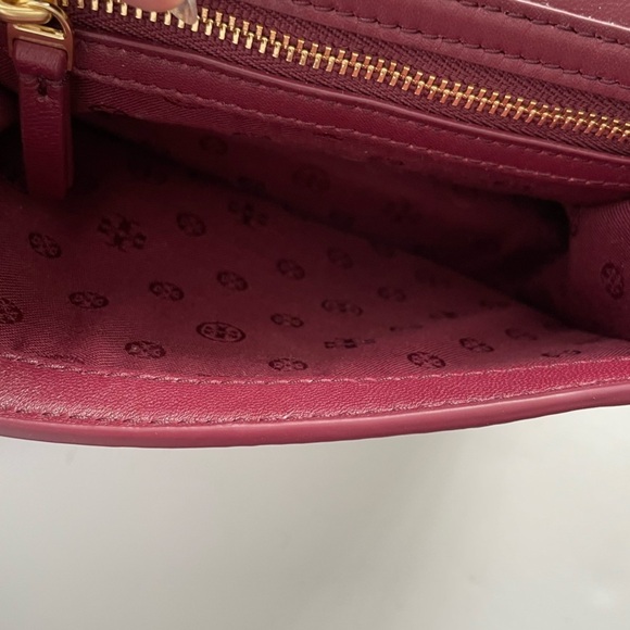 Tory Burch Alexa Quilted Mini Imperial Garnet Leather Shoulder Bag chain strap - Picture 8 of 10